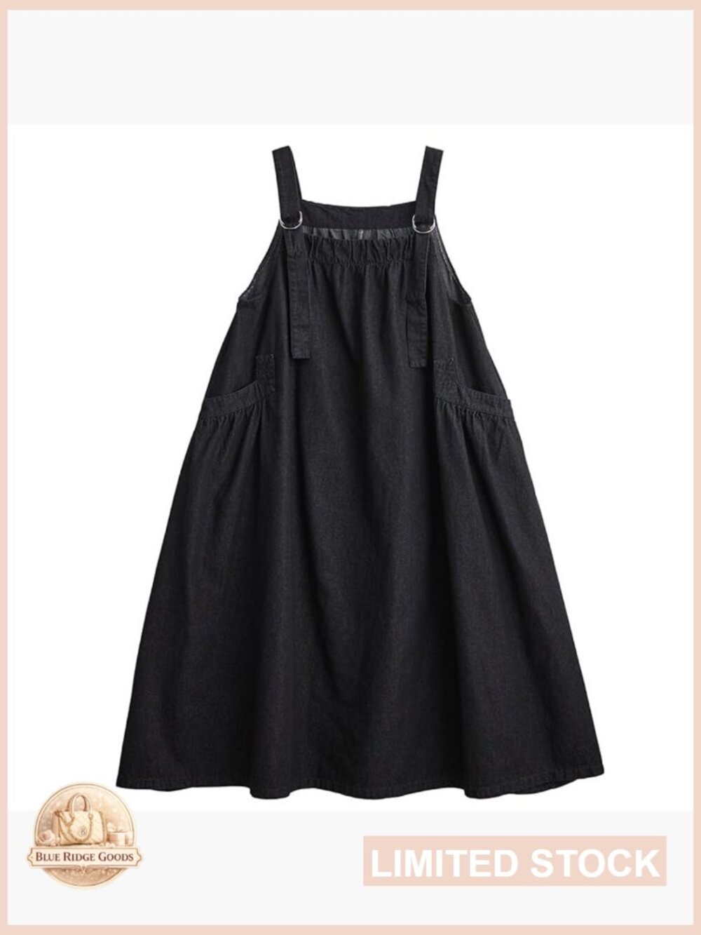 Denim Jumper Dress Loose Fit Maxi Length Adjustable Straps Casual Y2K Style - Picture 6 of 7